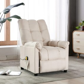 289815 vidaXL Cadeira de massagens reclinável tecido creme