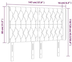 Cabeceira cama c/ abas tecido 147x16x118/128 cm castanho-escuro