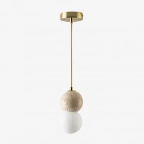 Lâmpada de teto bola de cristal de travertino Davise Dourado - Sklum