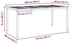 Mesa de Jantar 180x90x75 cm Madeira Sólida de Acácia