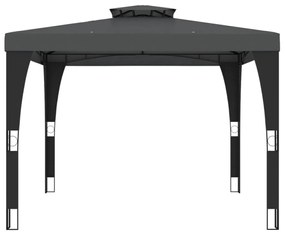 Gazebo com telhado duplo 2,98x2,98 m aço antracite