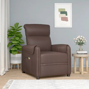 vidaXL Poltrona de massagens elevatória couro artificial castanho