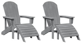 Cadeiras Adirondack vidaXL com Apoios para os Pés 2 pcs Cinza Claro HD