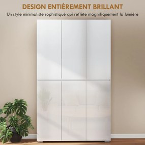 Armário Alto de Cozinha, 120 x 34 x 200 cm, 6 Portas de Fecho Suave, Branco