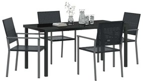 Conjunto de Jantar de Jardim 5 Peças Preto em Rattan Sintético