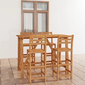 vidaXL 5 pcs conjunto de bar para exterior madeira de acácia maciça
