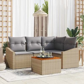 vidaXL Conjunto de Sofá de Jardim 5 pcs Bege, cinza claro