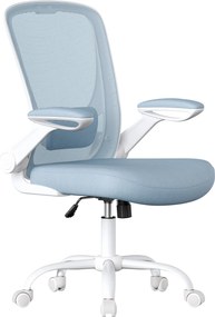 Cadeira de escritório ergonómica giratória com função de balanço em malha azul