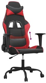 Cadeira gaming couro artificial preto e vermelho