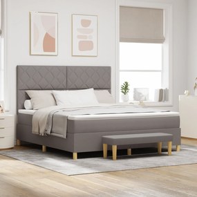 vidaXL Cama Box Spring com Colchão &amp; Banco Taupe 180x200 cm Tecido