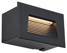 Aplique de parede embutido moderno preto 11,5cm incl. LED IP65 - Trem Moderno