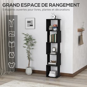 Estante de design moderno com 5 prateleiras 33 x 28 x 161 cm– Arrumação prática para casa ou escritório, preta
