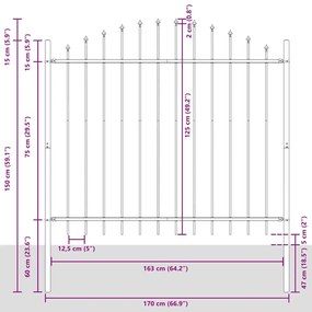 Cerca de Jardim com Arco - Cinza - 8,5 x 1,25 m - Aço