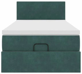 Estrutura de cama otomana colchão 90x200 cm veludo verde escuro