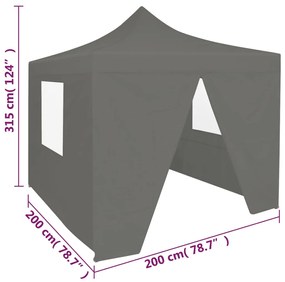 Tenda Dobrável Pop-Up Paddock Profissional Impermeável - 2x2 m - Antra