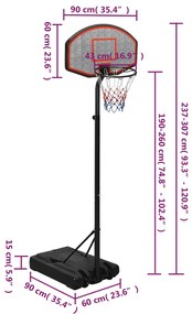 Tabela de basquetebol 237-307 cm polietileno preto