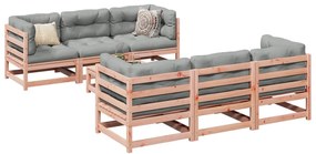 vidaXL 7 pcs conj. sofás jardim c/ almofadões madeira abeto-de-douglas