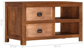 Mesa de centro c/ 2 gavetas 90x40x50cm madeira mangueira maciça