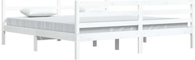 Estrutura de cama 200x200 cm madeira de pinho maciça branco