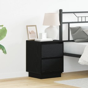 Mesa de Cabeceira com Luzes LED Preta 39x34,5x50 cm