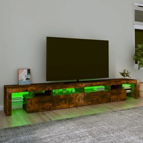 Móvel de TV com luzes LED 260x36,5x40 cm carvalho fumado