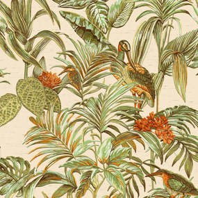 430612 DUTCH WALLCOVERINGS Papel de parede Bird-of-Paradise cor verde