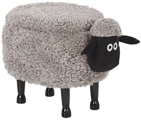 Tamborete em tecido cinzento com arrumação SHEEP Beliani