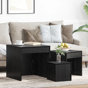 vidaXL Mesas de centro 3 pcs Carvalho preto 45 x 45 x 45 cm