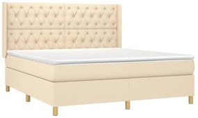 Cama com molas/colchão 160x200 cm tecido cor creme