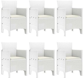 Conjunto de Jantar para Jardim 7 pcs Branco Rattan / Vime