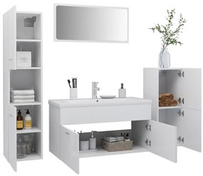 Conjunto de móveis de casa de banho derivados de madeira branco