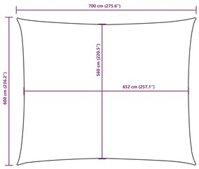 Para-sol estilo vela tecido oxford retangular 6x7 m laranja
