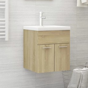 vidaXL Armário lavatório 41x38,5x46 cm contraplacado carvalho sonoma