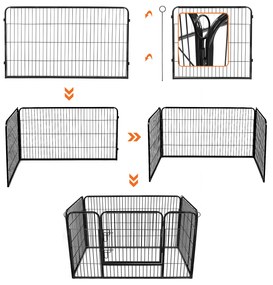 Parque para animais de estimação Metal 122 x 80 x 70 cm Preto