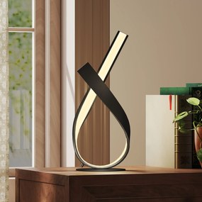 Candeeiro de mesa de design contemporâneo - candeeiro de mesa em espiral - dim. 21 x 15 x 43 cm - alumínio preto, LED branco quente