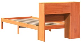 Cama com estante sem colchão 90x190cm pinho maciço castanho-mel