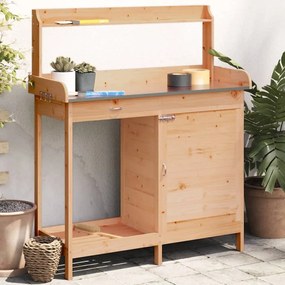 vidaXL Mesa cultivo c/ armário 110,5x45x124,5 cm abeto maciço castanho