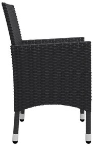 3 pcs conjunto de jantar para jardim preto