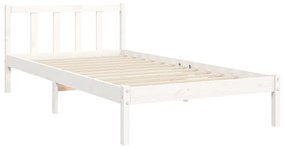 Estrutura de cama com cabeceira 90x190 cm madeira maciça branco