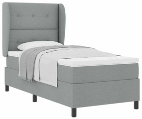 Cama Box com Colchão Cinza Claro 100 x 200 cm, em tecido.