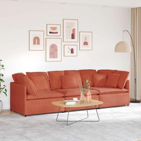 vidaXL Sofá modular com almofadas tecido corduroy laranja vermelho