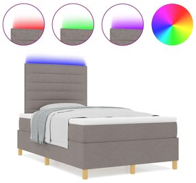Cama Box Spring com Colchão e LED Taupe 120x200 cm Tecido