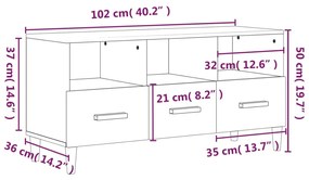 Móvel de TV 102x36x50 cm derivados de madeira cinzento sonoma