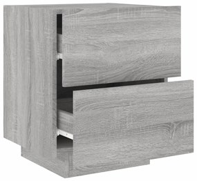 Mesas cabeceira c/ LEDs 2 pcs derivados madeira cinza sonoma