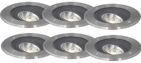 Conjunto de 6 projetores de chão exteriores modernos em aço AR70 ajustáveis IP65 - Delux