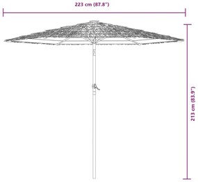 Guarda-sol de jardim com poste de aço 223x223x213 cm castanho