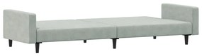 Sofá-cama 2 lugares c/ apoio de pés veludo cinzento-claro