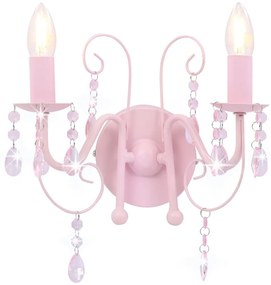 Candeeiro de parede com contas 2 x lâmpadas E14 rosa
