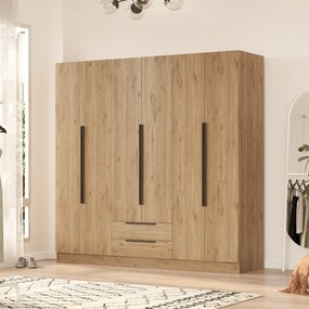 Roupeiro “Lorel” — 210x55x212,5 cm — Design Moderno em Nogueira com Pr
