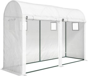 Outsunny Estufa de Jardim, Pequena Estufa de Varanda com Cobertura em PE Estrutura em Aço, Portas e Janelas Enroláveis 300 x 100 x 200 cm branco | Aosom Portugal